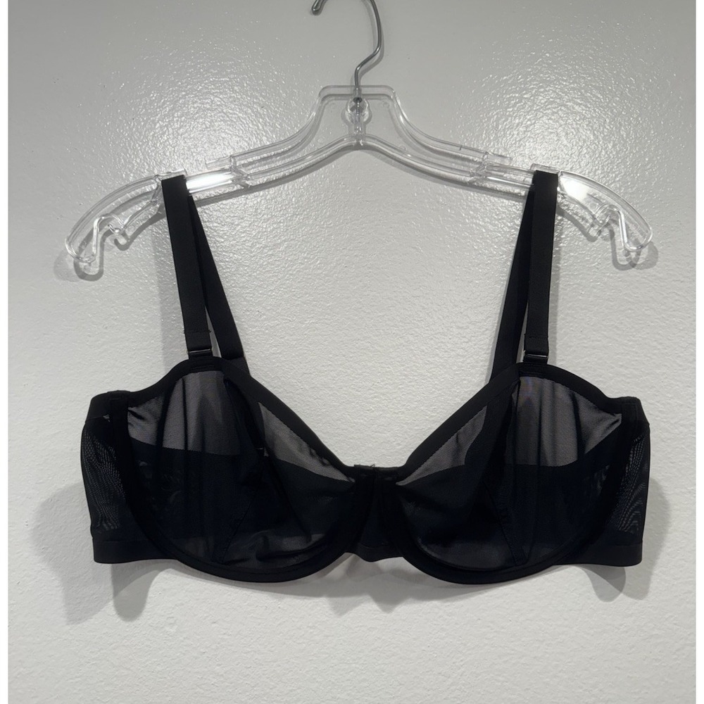 Cuup Black Sheer Mesh Bra Underwired Womens Size 38C Unlined Underwire
